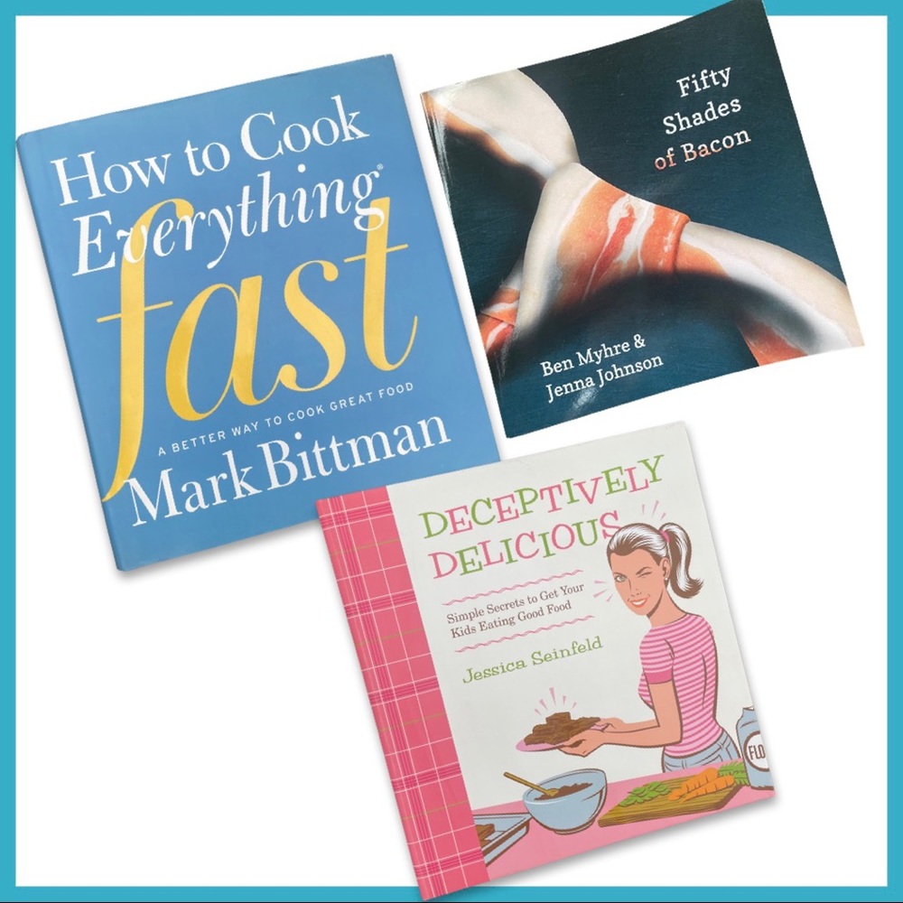 Three Cookbooks - Everything Cookbook, Bacon Cookbook, Kids Cookbook